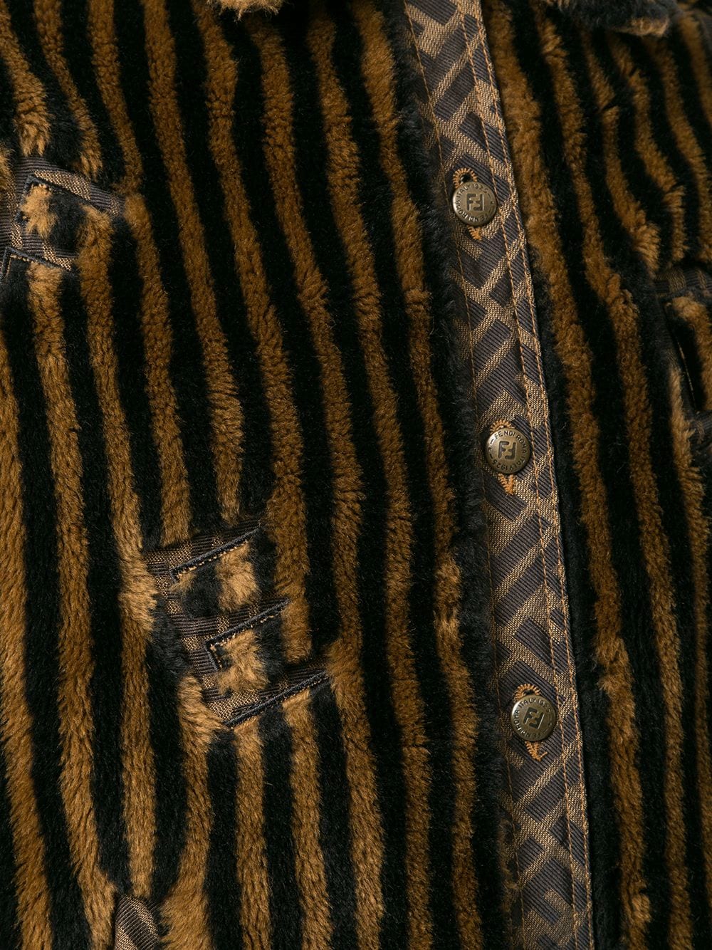фото Fendi pre-owned шуба из искусственного меха в полоску