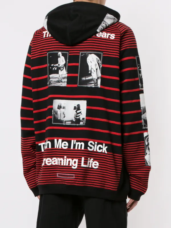Takahiromiyashita The Soloist Band Graphic Stripe Hoodie | Red