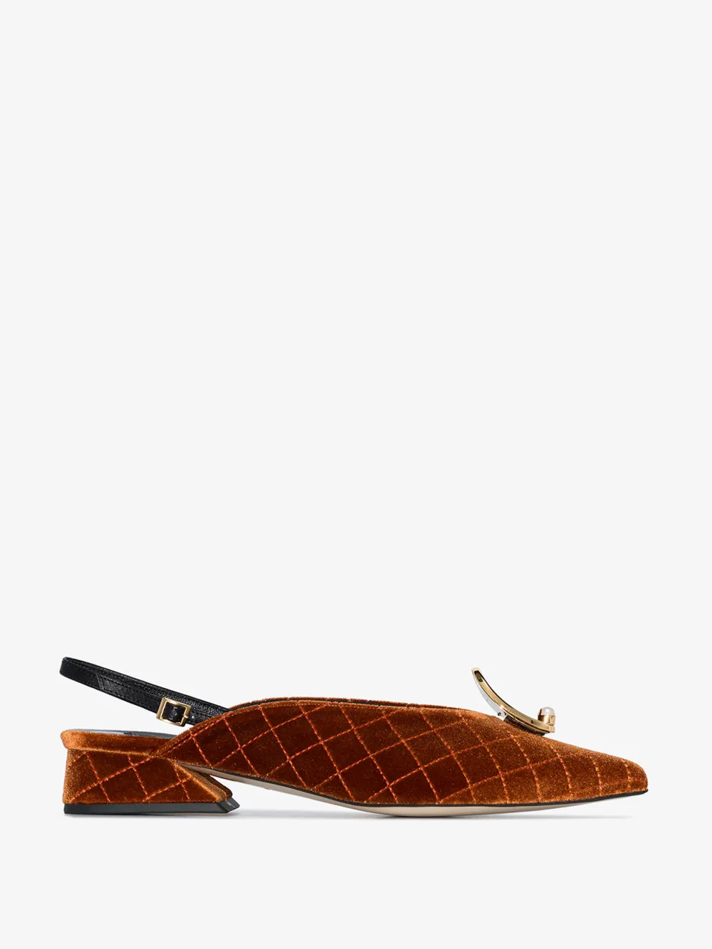 Yuul Yie Pumps YUUL YIE ORANGE ZIZI 30 QUILTED VELVET SLINGBACK PUMPS