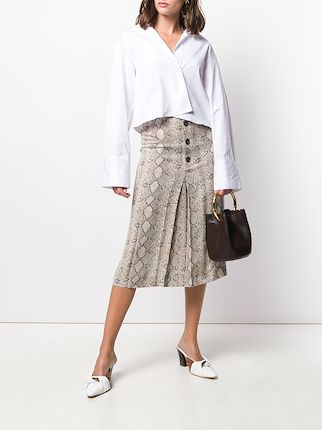 snakeskin effect midi skirt展示图