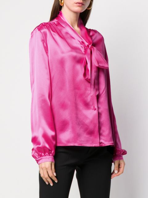 Shop pink Gucci satin pussy bow shirt with Express Delivery - Farfetch