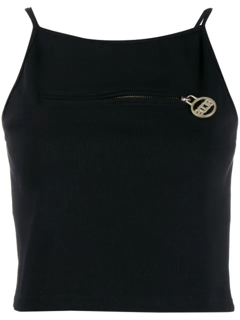 GCDS GCDS FRONT ZIP CROPPED VEST - BLACK