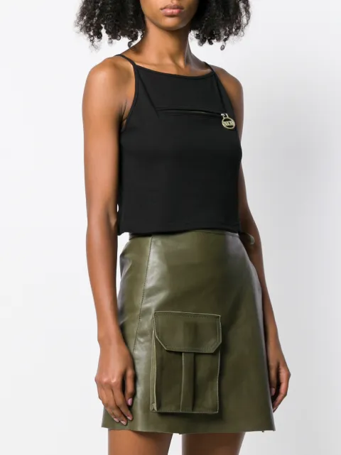 GCDS GCDS FRONT ZIP CROPPED VEST - BLACK