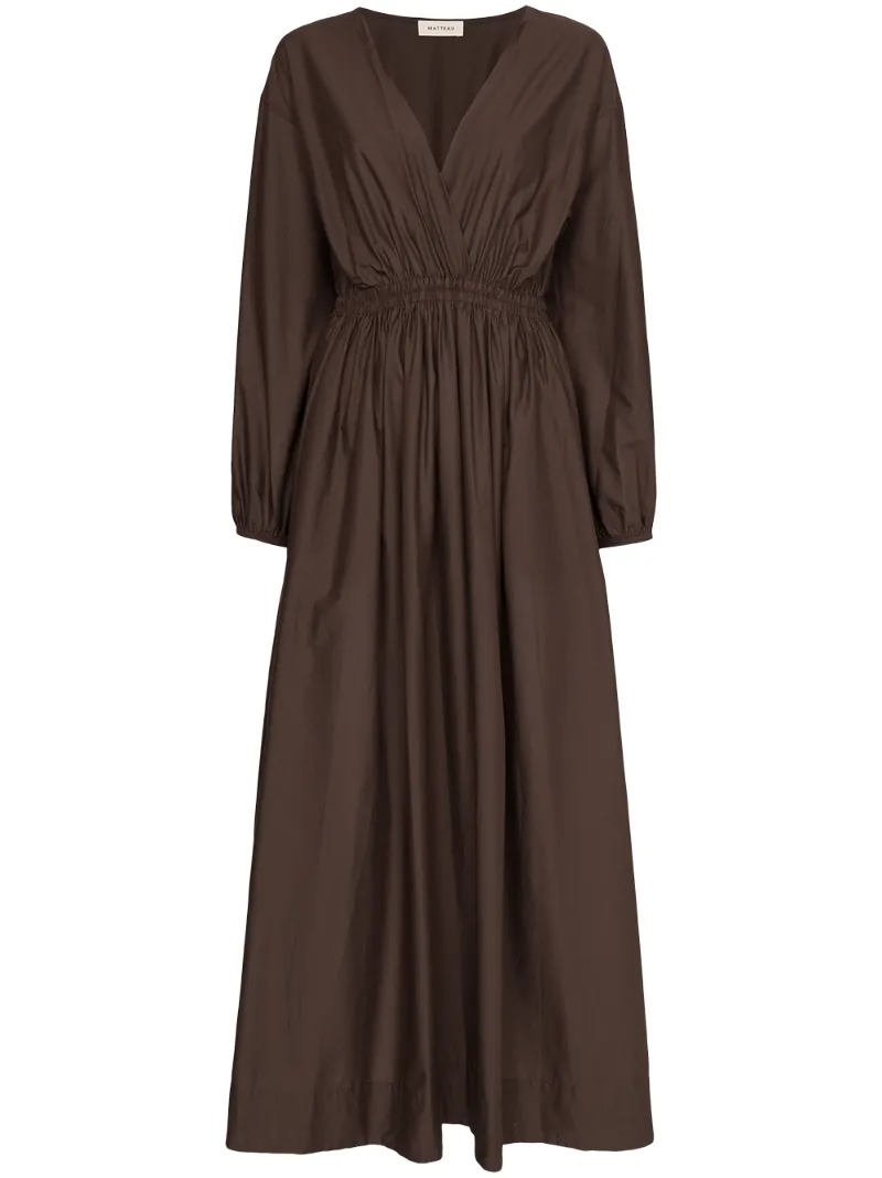 Matteau Dresses MATTEAU WRAP-FRONT MAXI DRESS - BROWN