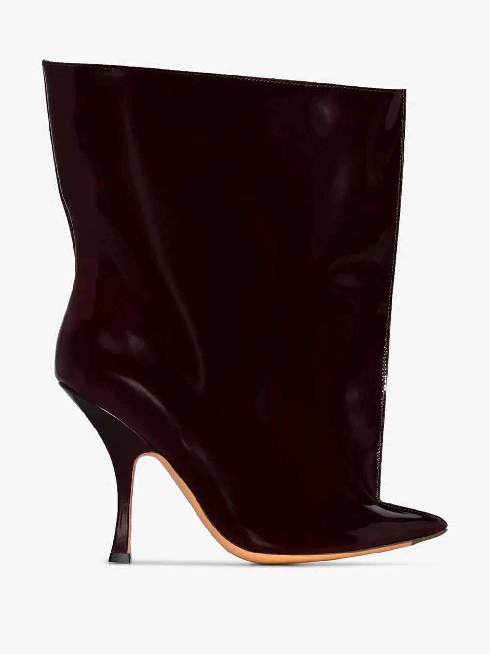 Y/project Boots Y/PROJECT BURGUNDY 110 TUBULAR PATENT LEATHER BOOTS