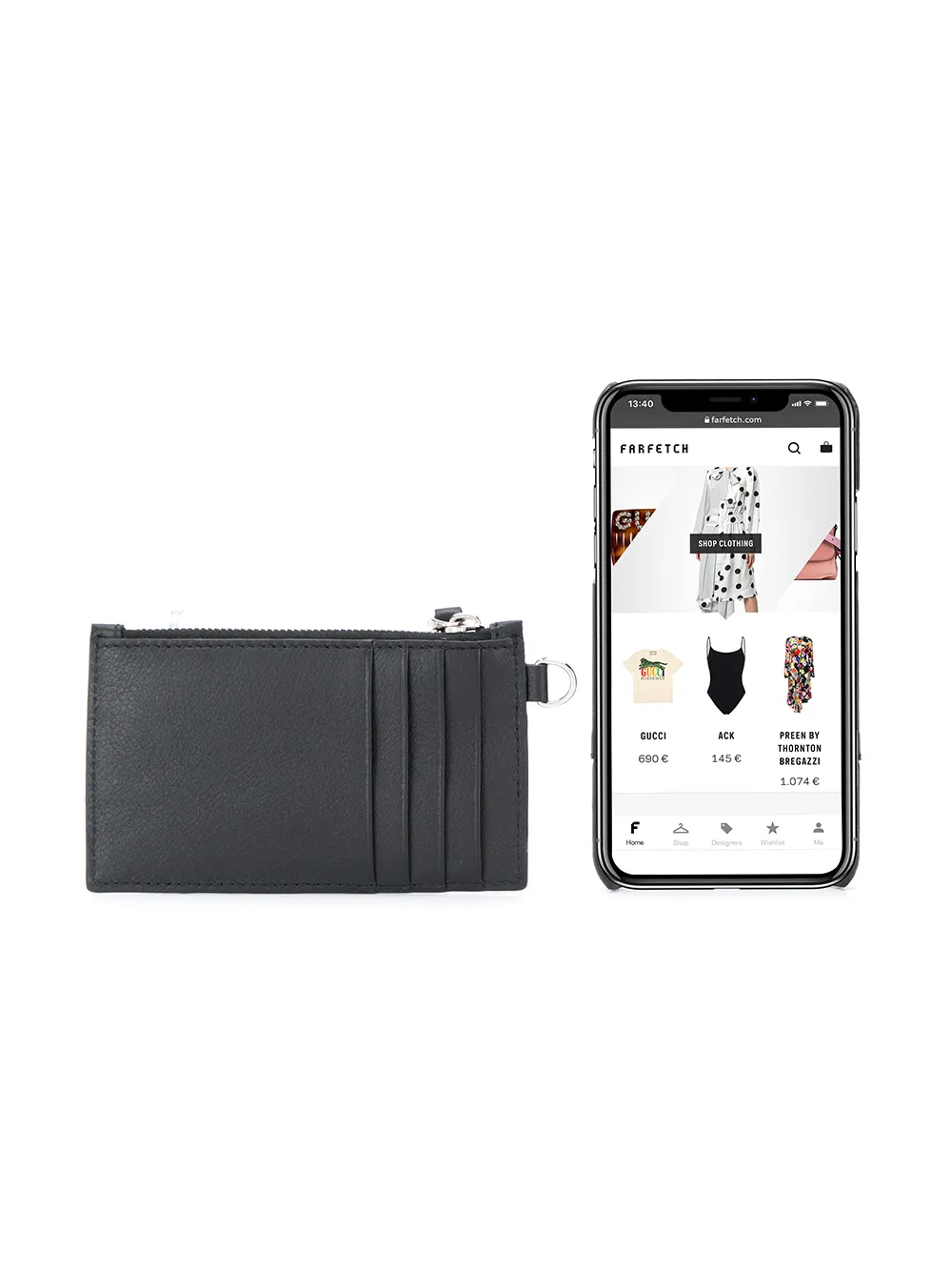 Valentino Garavani VLOGO iPhone X XS hoesje en pasjeshouder Zwart