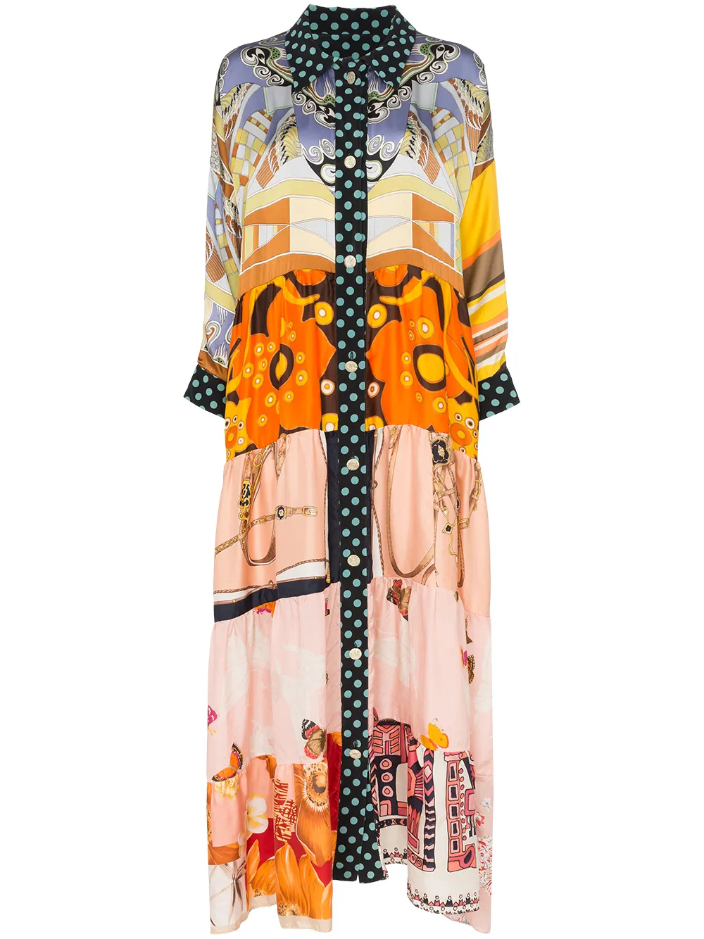 Rianna + Nina Polka Dot And Floral Print Silk Maxi Dress - Farfetch