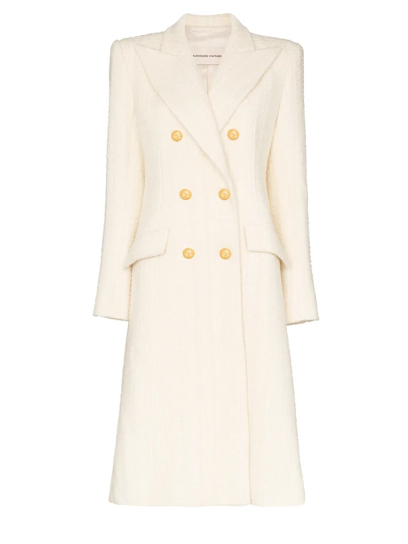 Alexandre Vauthier Coats ALEXANDRE VAUTHIER STRUCTURED DOUBLE-BREASTED COAT - WHITE