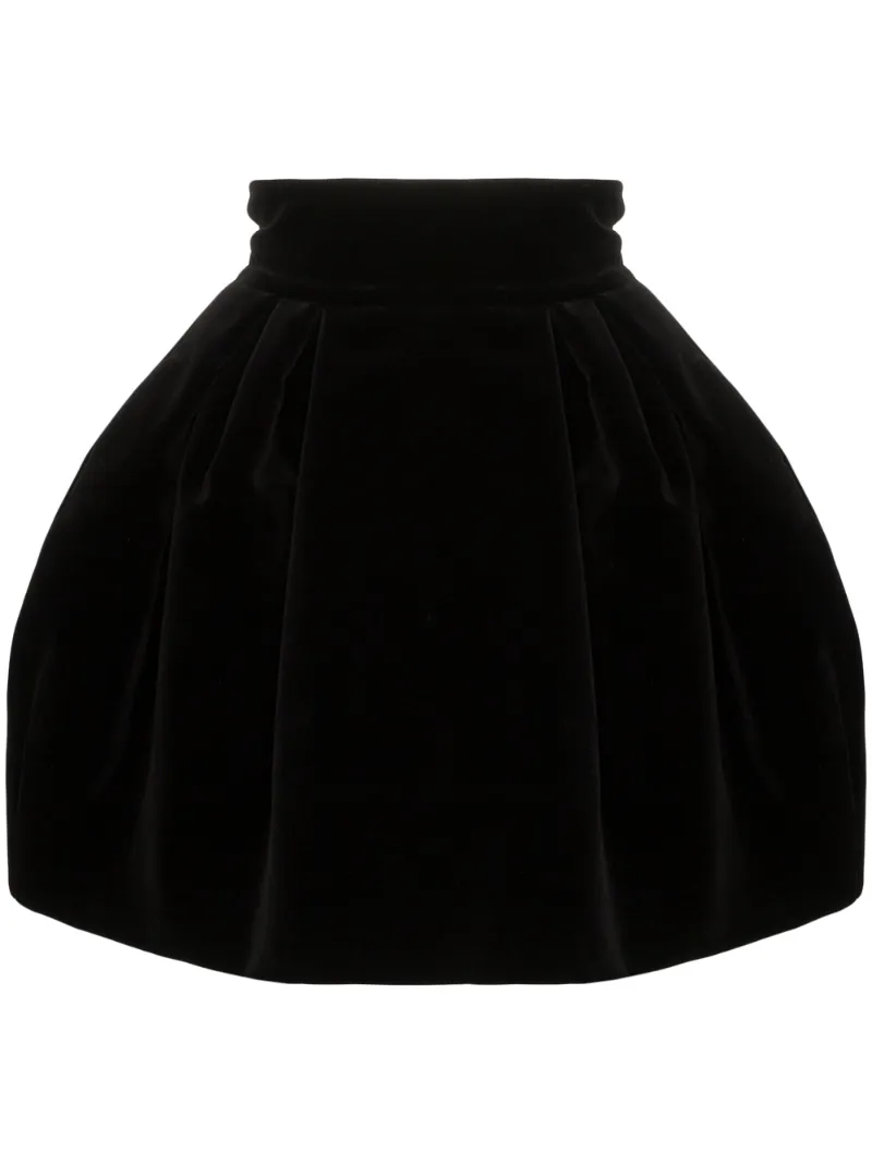 Alexandre Vauthier Skirts ALEXANDRE VAUTHIER POUF-SHAPE VELVET MINI SKIRT - BLACK