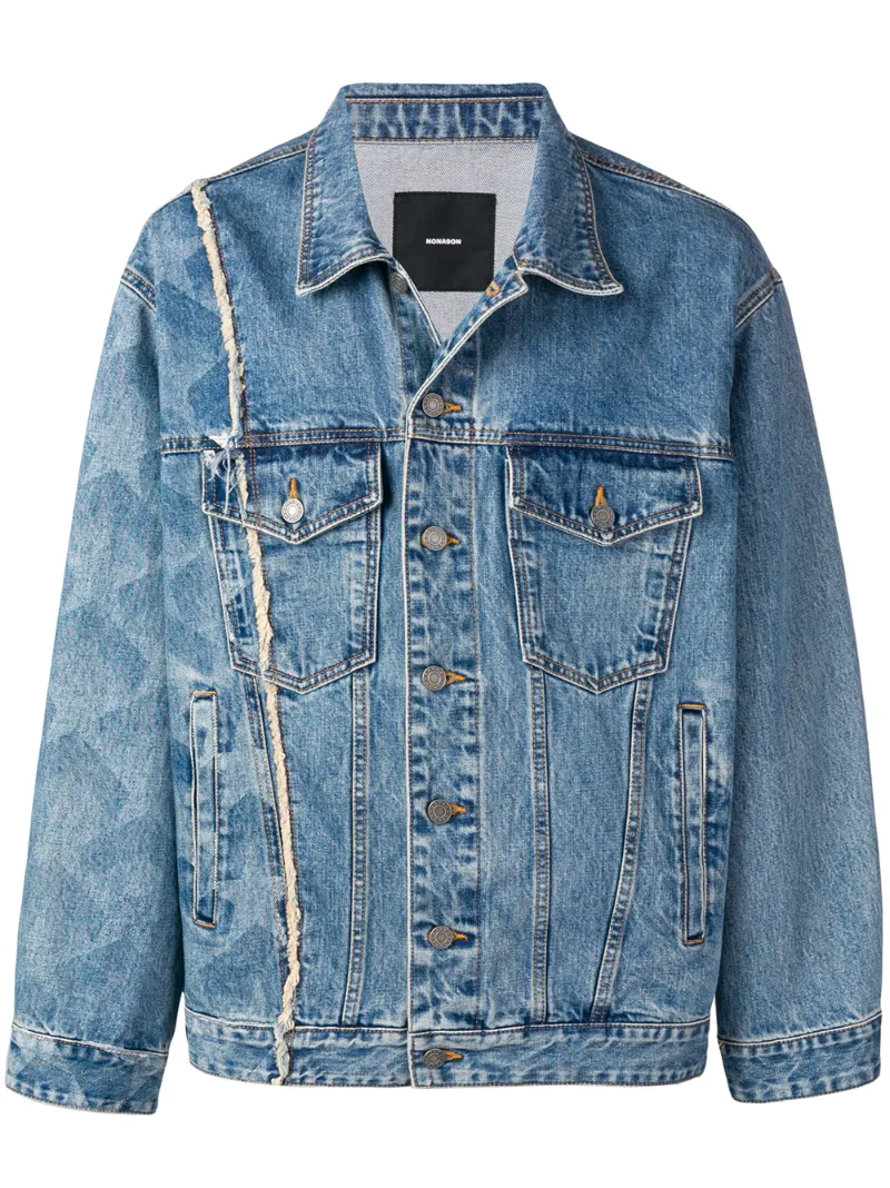 NONO9ON frayed stripe denim jacket