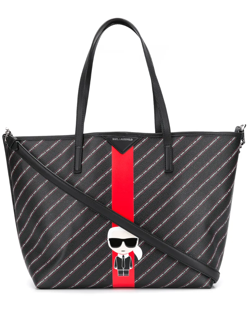 Karl Lagerfeld Totes KARL LAGERFELD K/STRIPE IKONIK TOTE BAG - BLACK