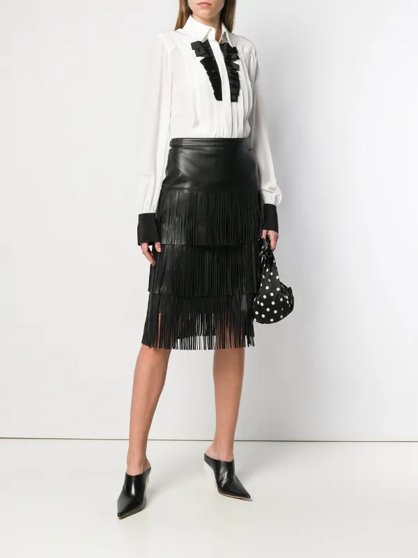 Fringed leather skirt Clearance