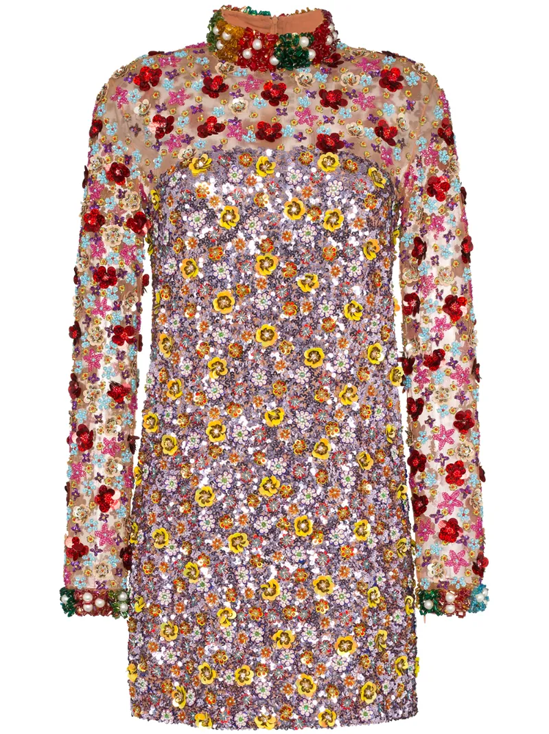 Ashish Dresses ASHISH SEQUIN-EMBELLISHED MINI DRESS - BROWN