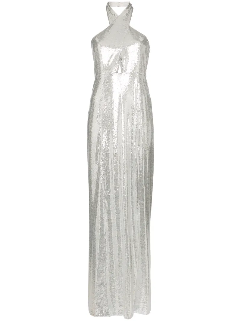 Galvan Dresses GALVAN SEQUIN-EMBELLISHED MAXI DRESS - SILVER