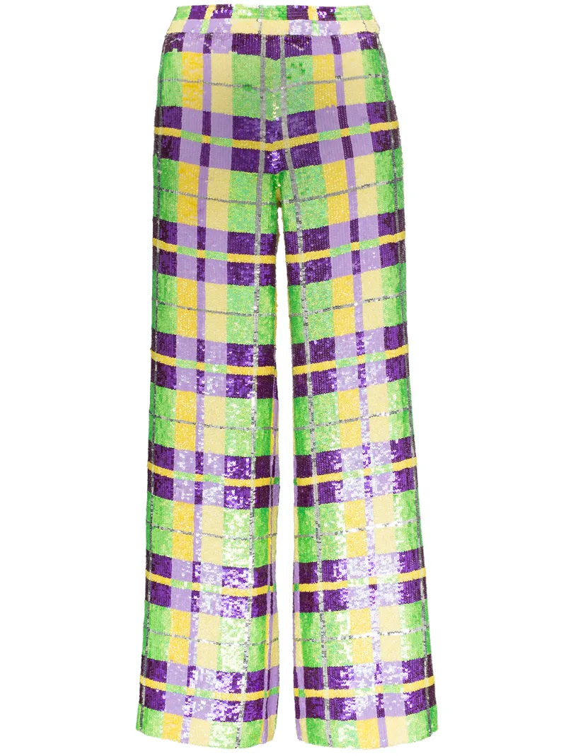 Ashish Pants ASHISH CHECK SEQUIN-EMBELLISHED TROUSERS - MULTICOLOUR