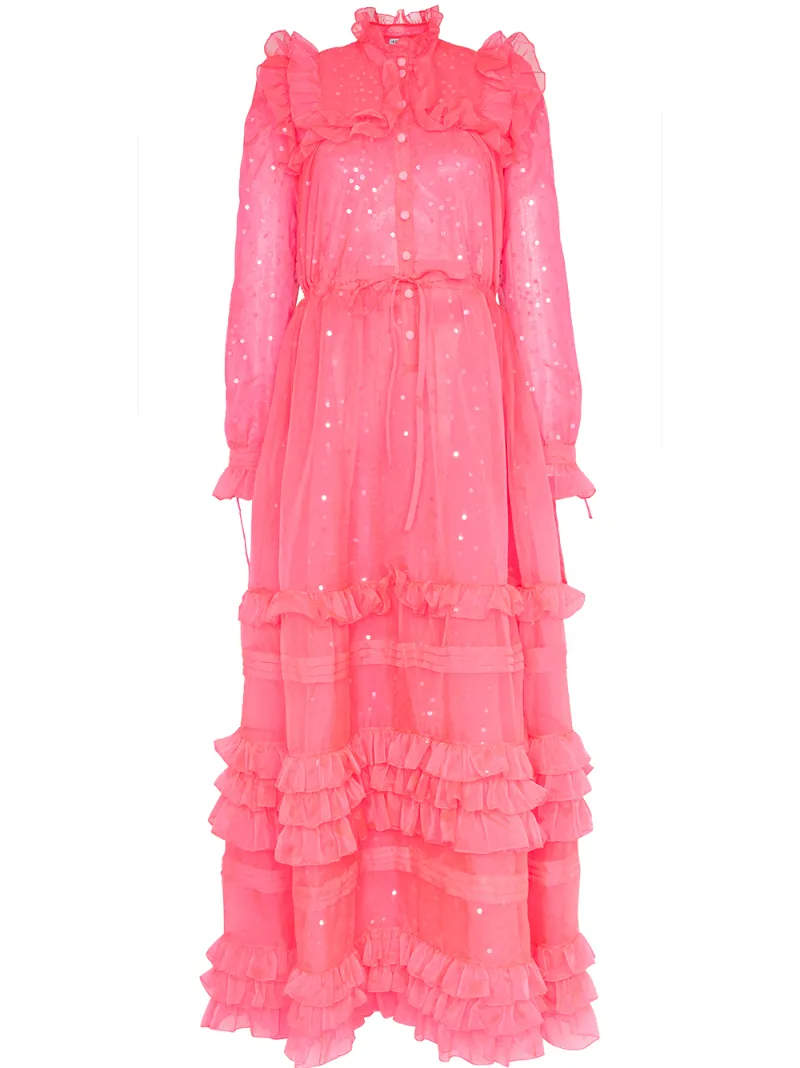Ashish Dresses ASHISH SEQUIN EMBELLISHED RUFFLE DRESS - ROSA