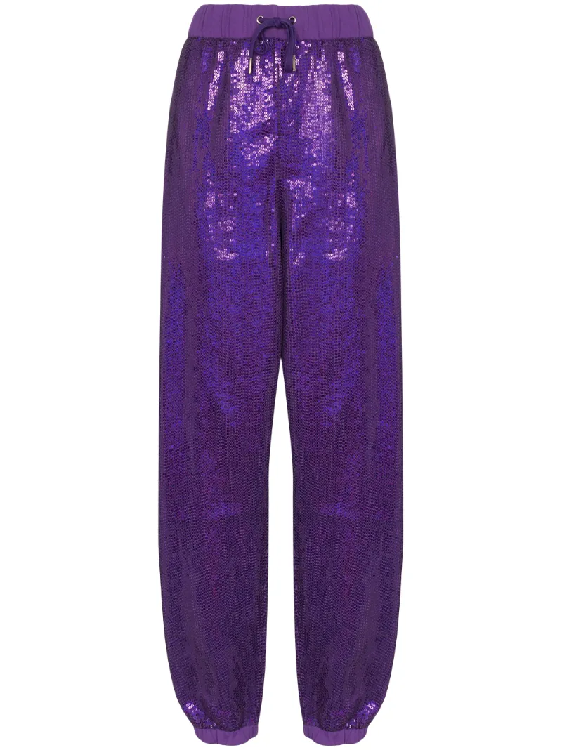 Ashish Pants ASHISH SEQUIN-EMBELLISHED TRACK PANTS - PURPLE