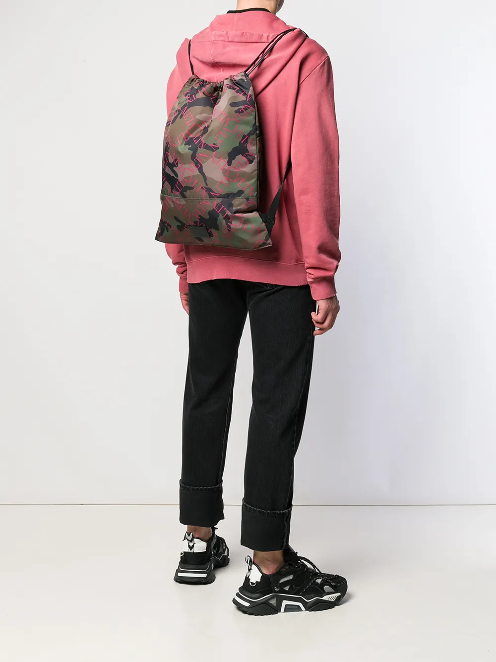  Valentino Garavani Camouflage Drawstring Backpack - Green 