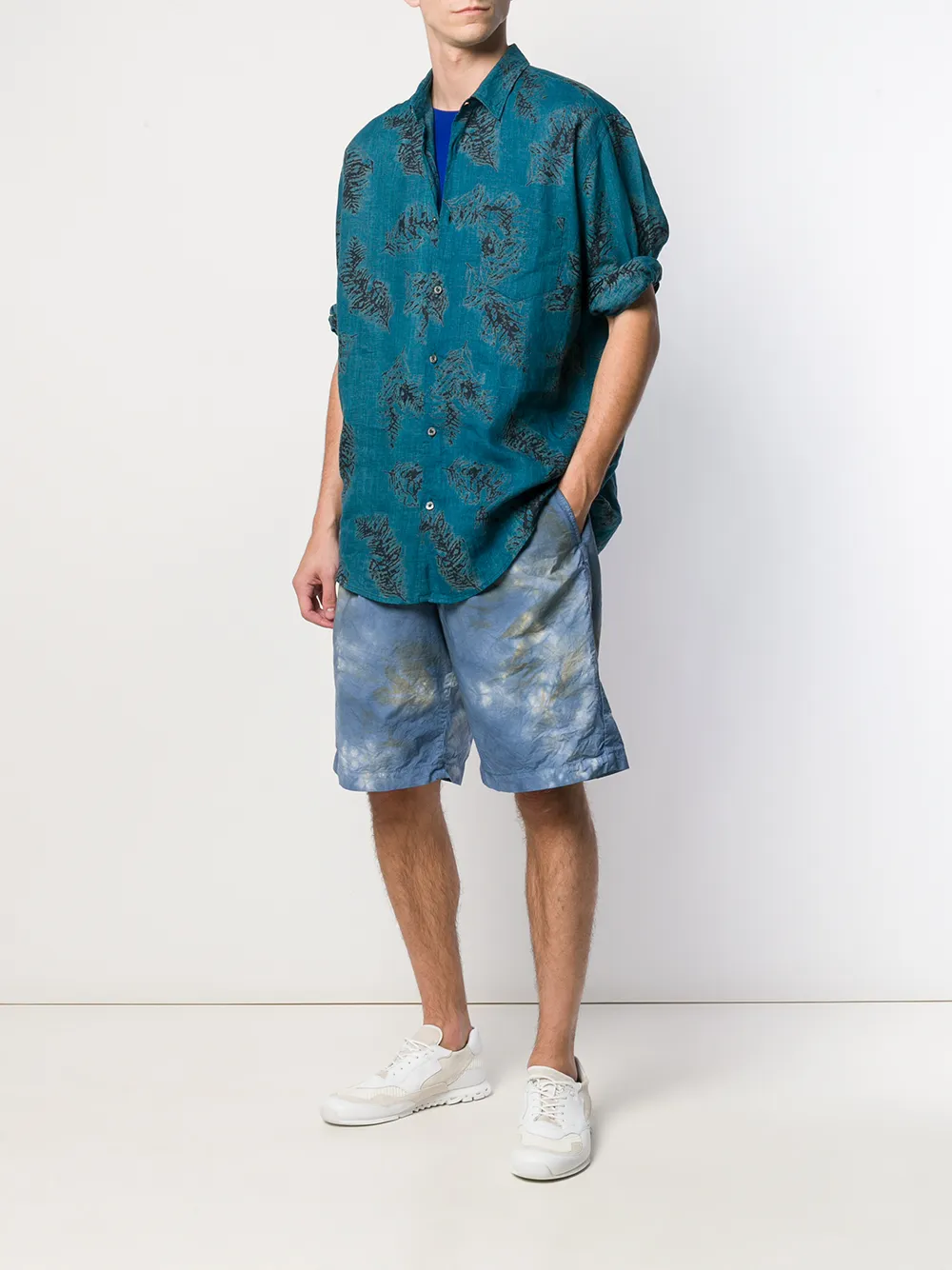 Paura Bermuda shorts met tie dye - Blauw