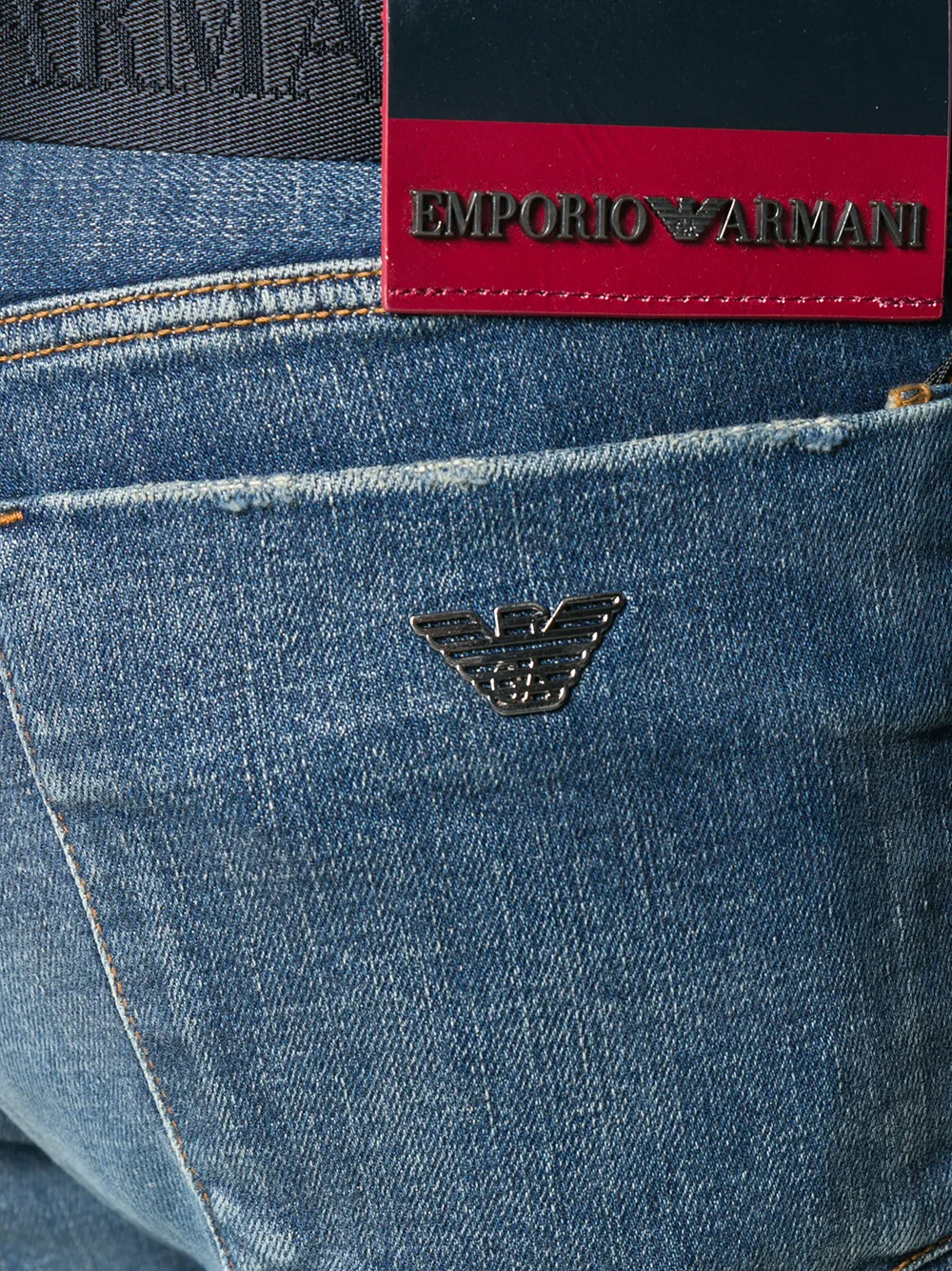 фото Emporio armani джинсы узкого кроя с выцветшим эффектом