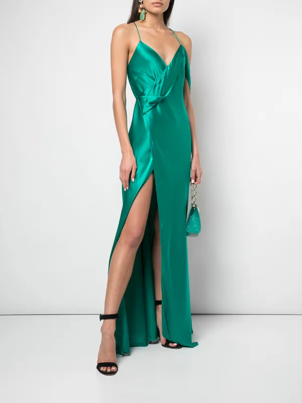 michelle mason strappy silk wrap dress Michelle Mason X REVOLVE Strappy Cowl Wrap Gown in Dusty Blue