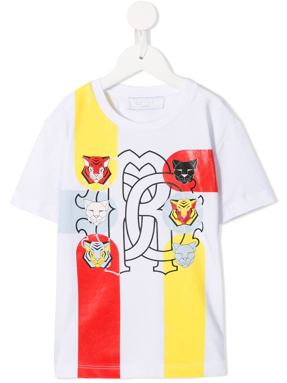 Roberto Cavalli Junior Kids' Tiger Prints T-shirt In White