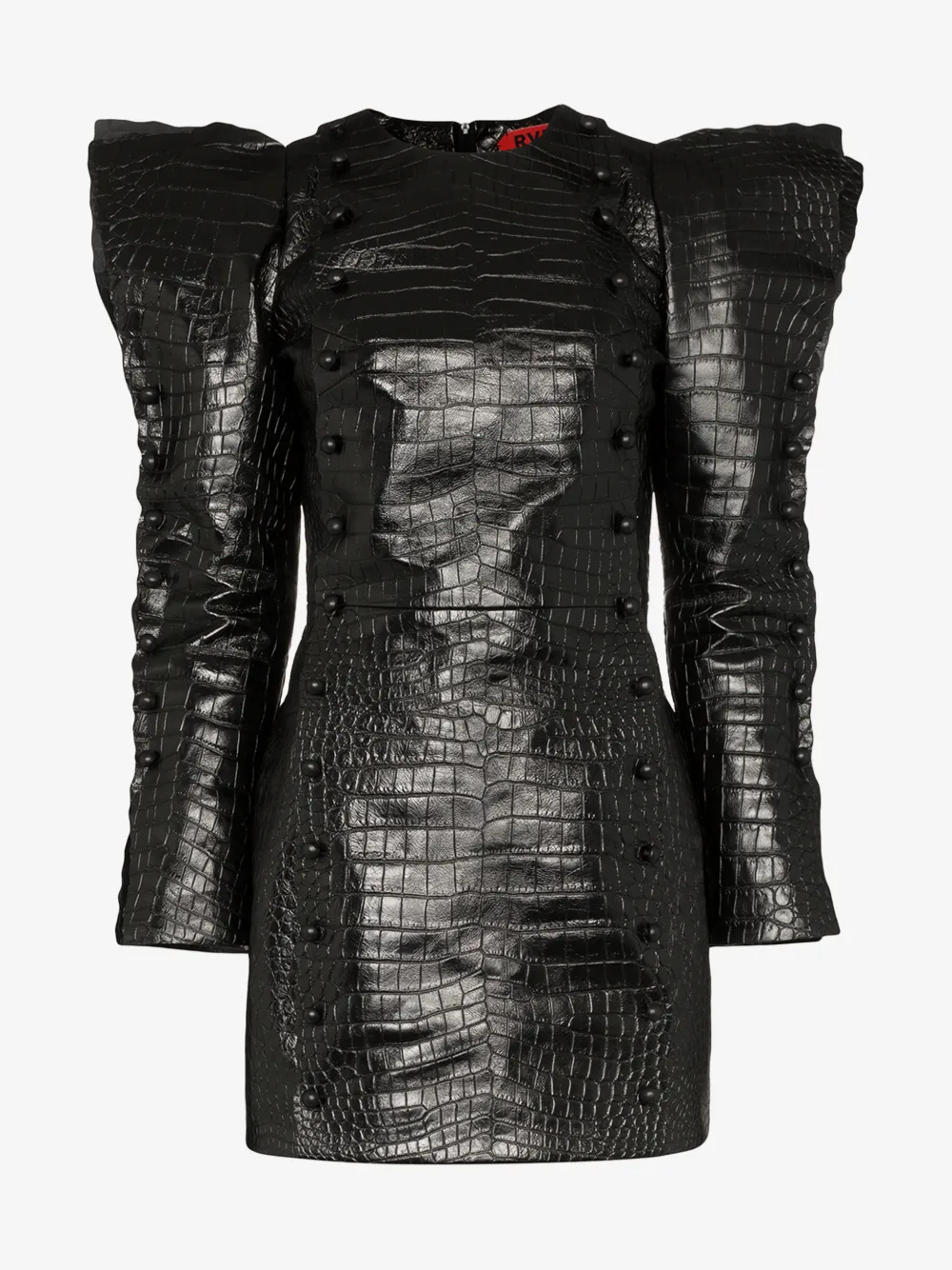 Ronald Van Der Kemp Dresses RONALD VAN DER KEMP SNAKE PRINT LEATHER MINI DRESS
