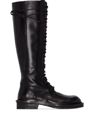 Ann Demeulemeester lace up knee high Boots Black FARFETCH CA