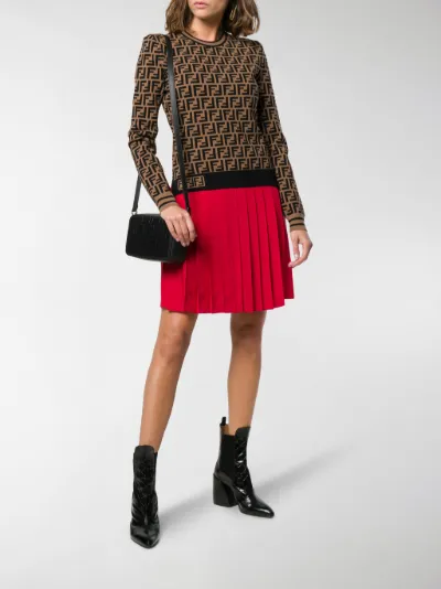 Fendi intarsia FF motif jumper brown 