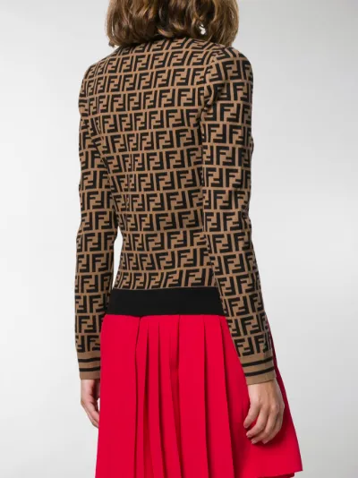 Fendi intarsia FF motif jumper brown 