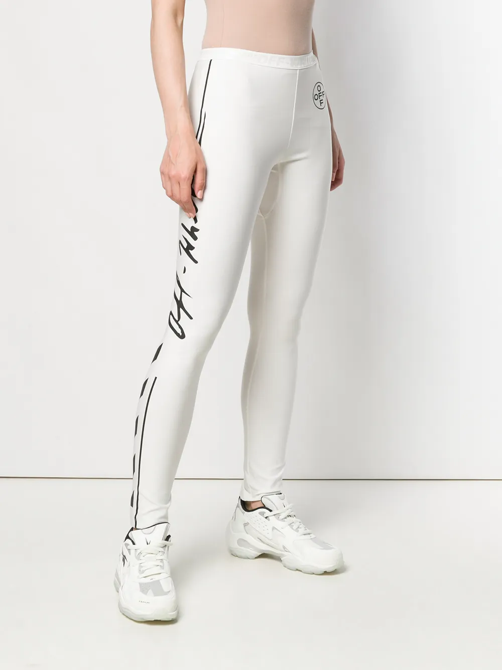  Off White Leggings Mit Grafischem Print   Weiß 