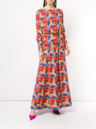 abstract print maxi dress展示图