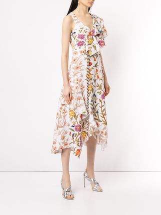 asymmetric waffle floral dress展示图