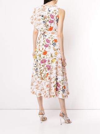 asymmetric waffle floral dress展示图