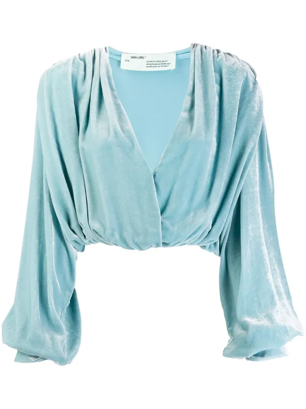 Off White Draped Velvet Blouse Farfetch Com