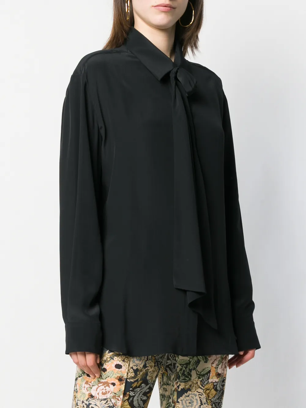 Rokh Shirt met strikkraag Zwart