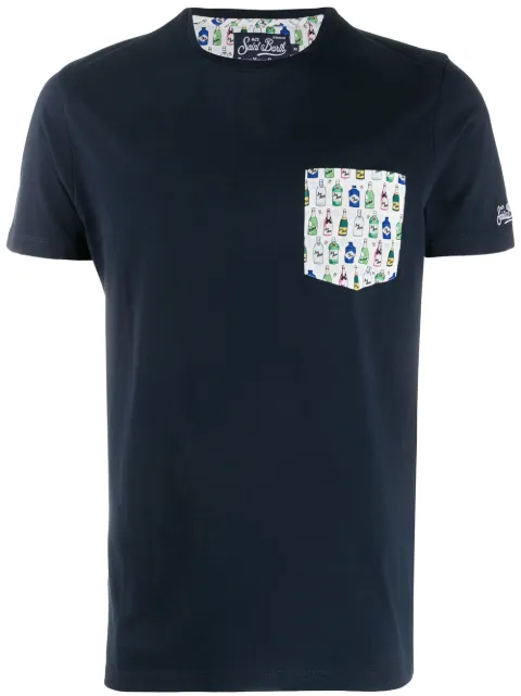 Mc2 Saint Barth Printed Patch Pocket T-shirt - Blue In Blue