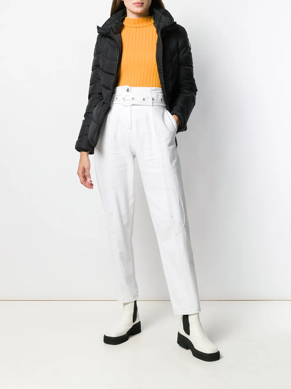 Moncler Cinched Waist Zipped Puffer Jacket Farfetch