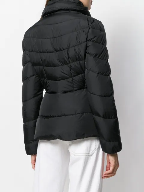 cinched waist puffer coat