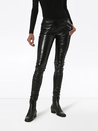 lambskin leather leggings展示图