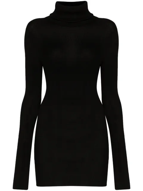 Click to view more detailed imagery on our partner's website Rick Owens Rib-Knit Cashmere Cowlneck Sweater In Black