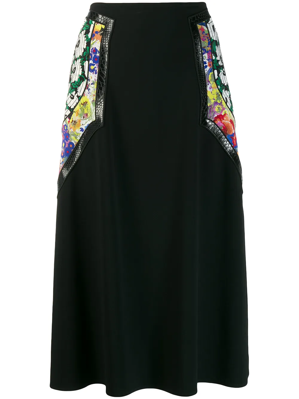 Stella McCartney Floraler Midirock - Schwarz
