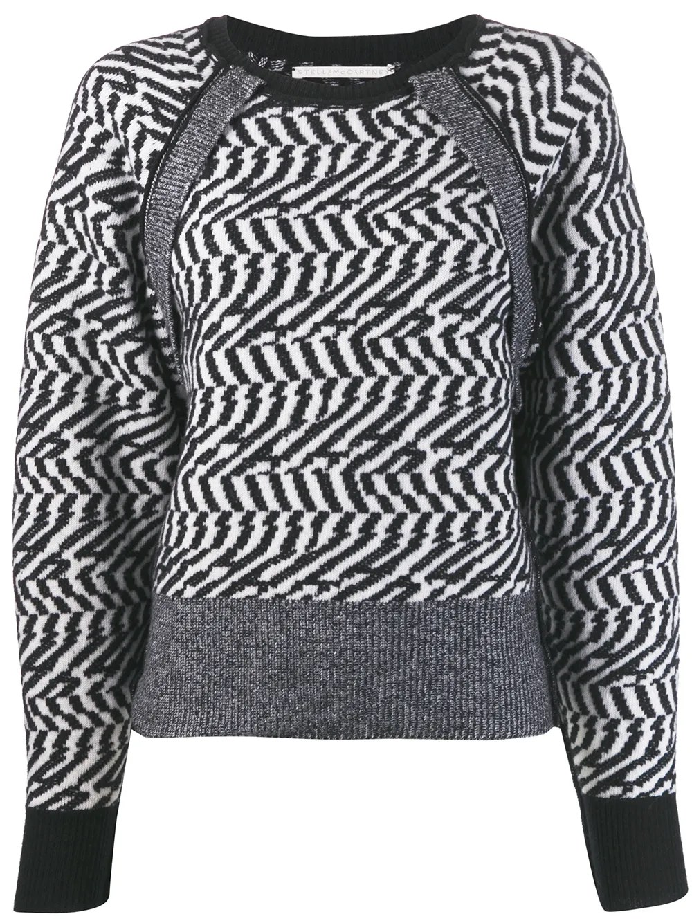 Stella McCartney Pullover mit Fischgrätenmuster - Schwarz