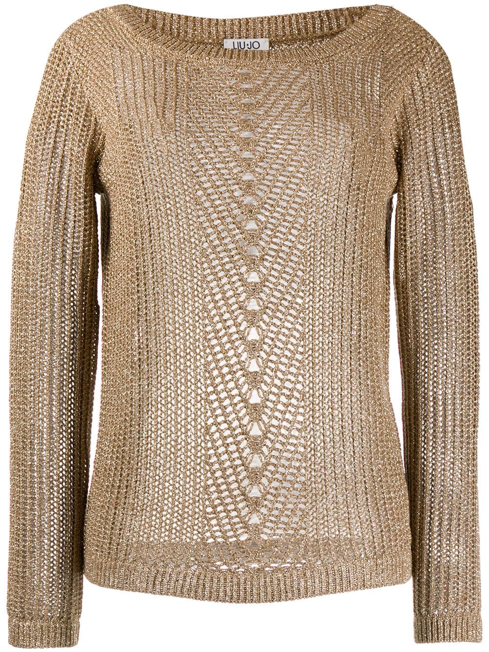 Liu •jo Sheer Knitted Sweater In Neutrals