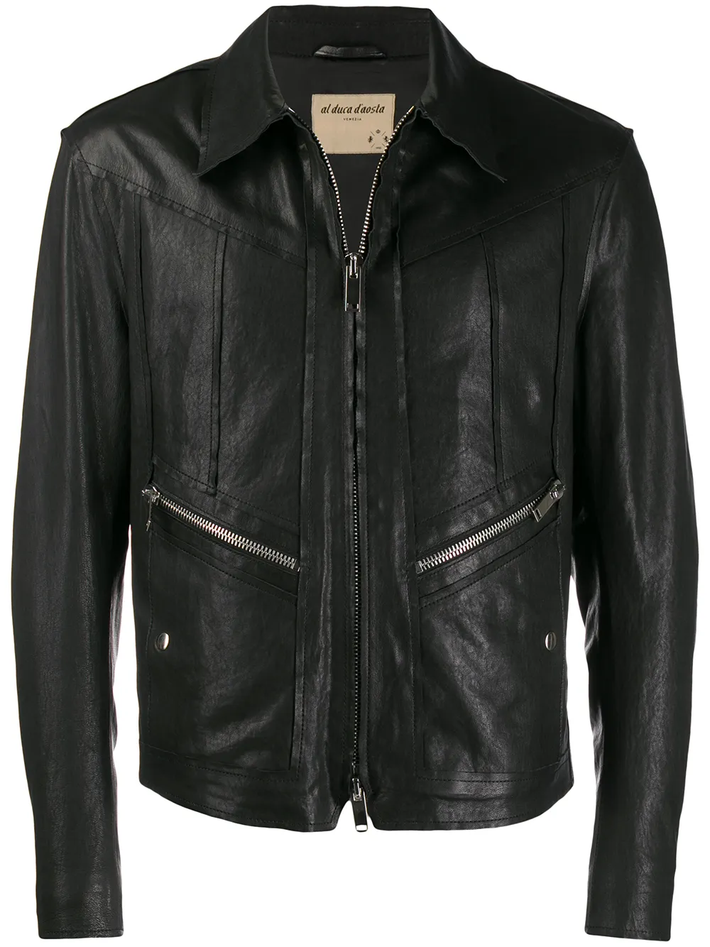 Al Duca D’Aosta 1902 Lederjacke mit Reißverschluss - Schwarz