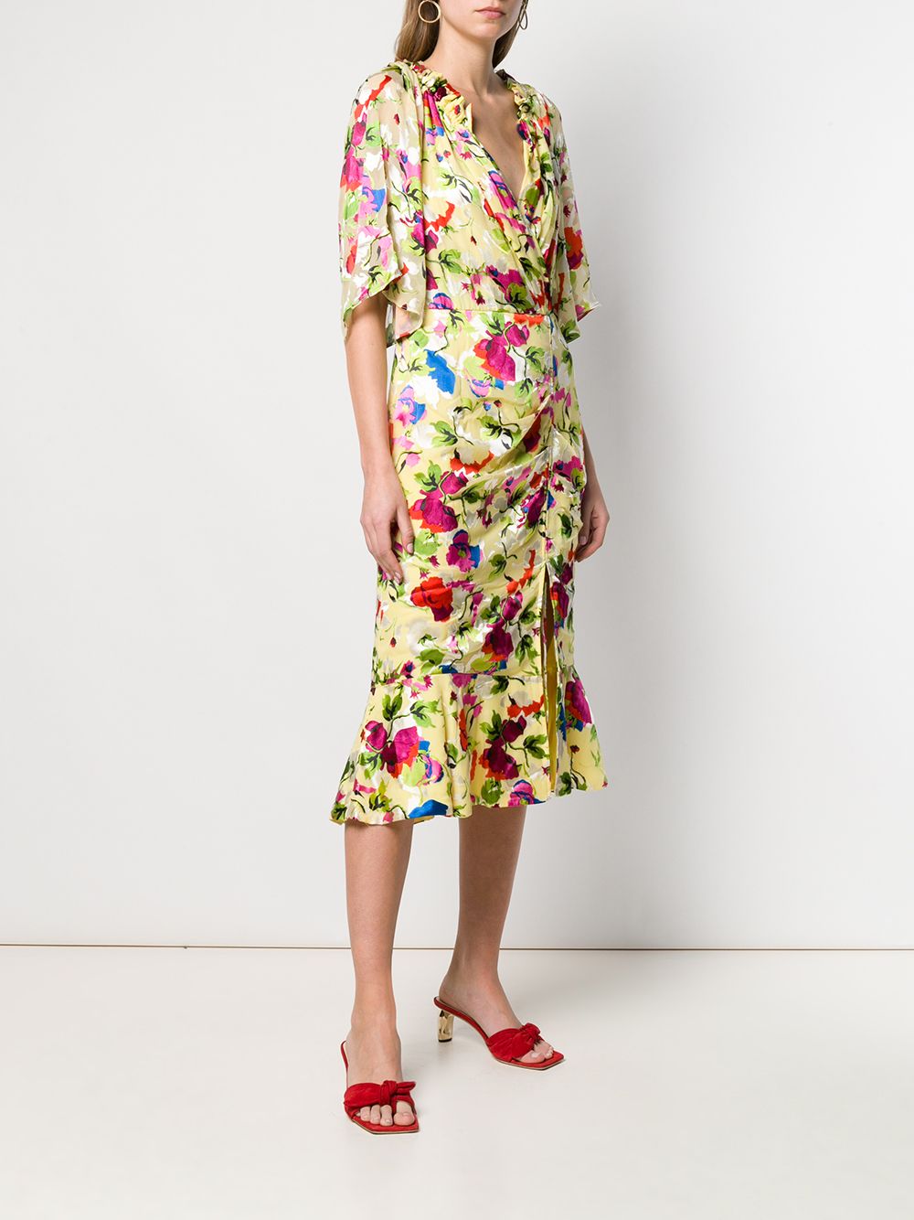 Saloni Floral Shift Midi Dress - Farfetch