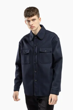 Virgin wool shirt jacket in blue | N°21 