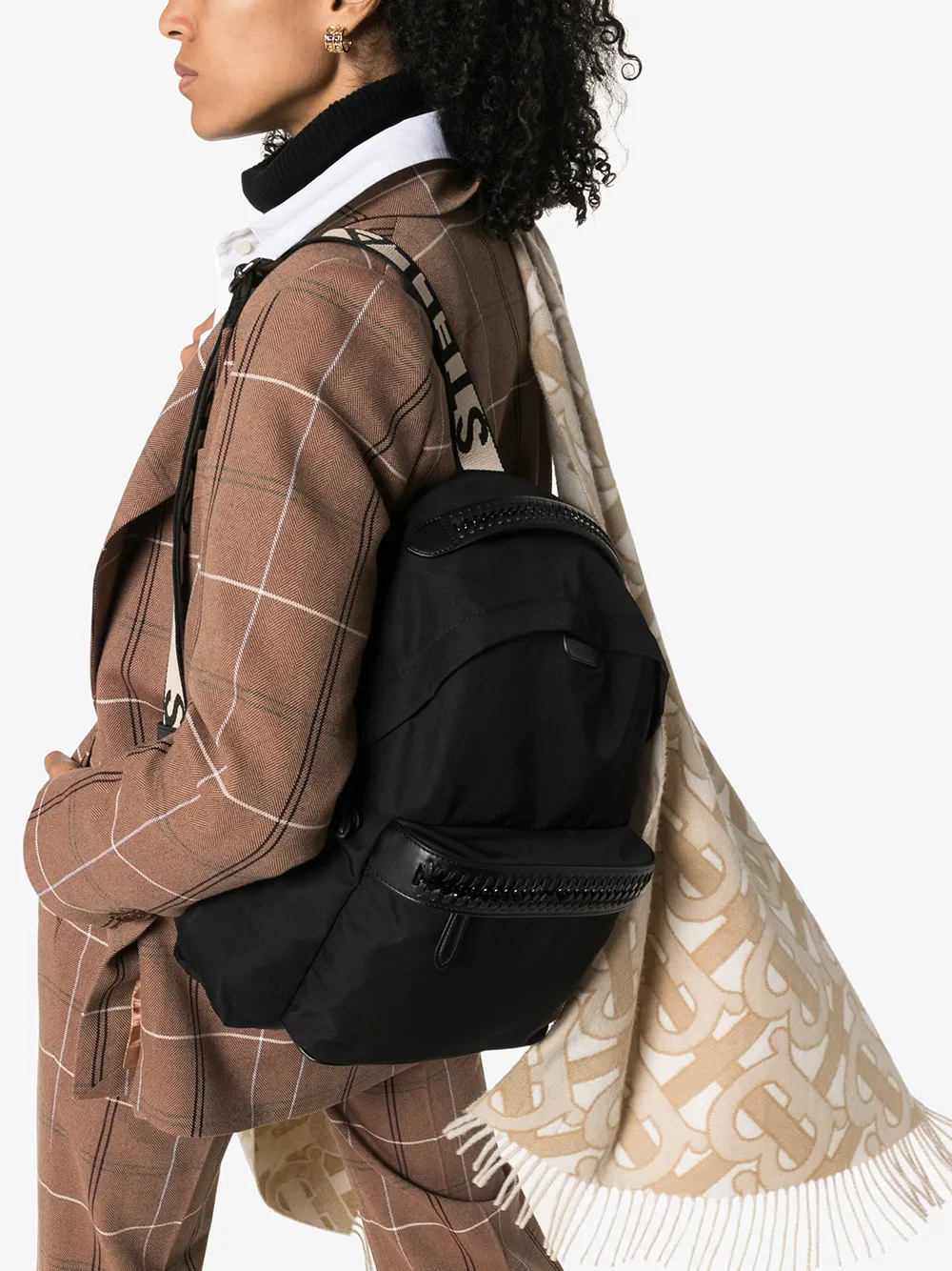  Stella Mccartney Logo Strap Backpack - Black 