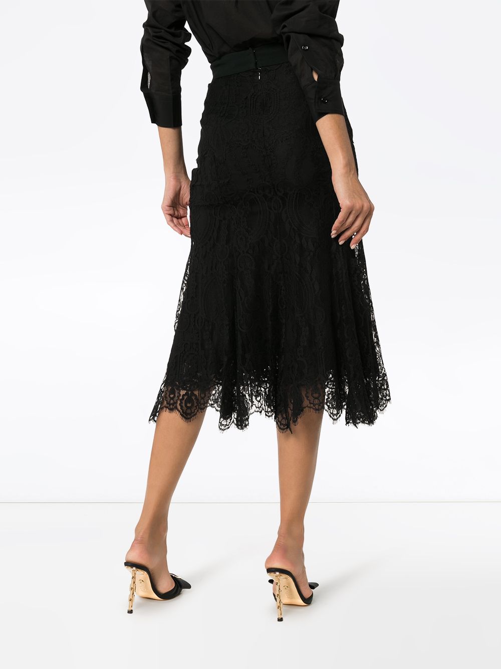 Shop Dolce & Gabbana fluted lace midi skirt with Express Delivery ...