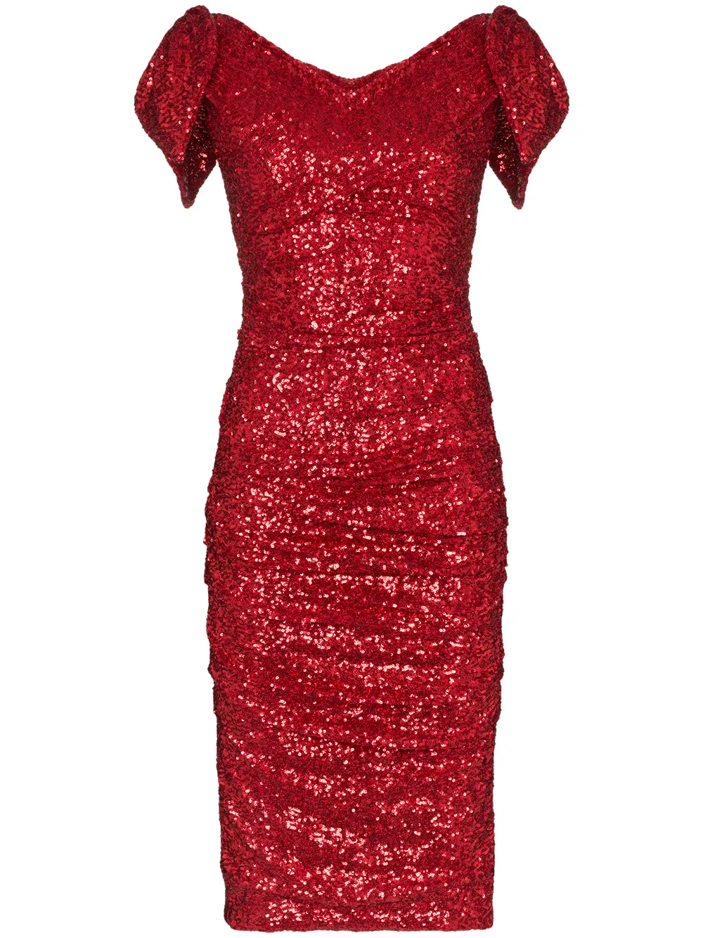 

Dolce & Gabbana vestido midi fruncido con lentejuelas - Rojo